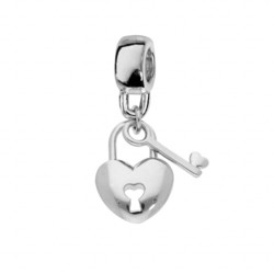 CHARMS COULISSANT ARGENT PLATIN SUSPENDU CADENAS FORME COEU