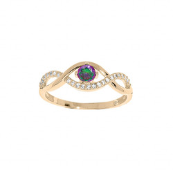 BAGUE PLAQU OR FORME INFINI AMETHYSTE VRITABLE ET OXYDES B