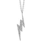 Collier argent rhodie motif eclair oxydes