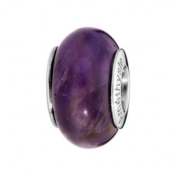 CHARMS COULISSANT ARGENT RHODIE PIERRE NATURELLE AMETHYSTE