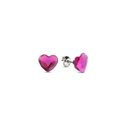 Boucles d'oreilles Heart Studs argent rhodi  Cristal