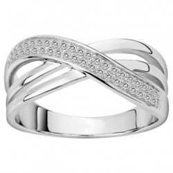 Bague argent rhodi  croise oydes de zirconium