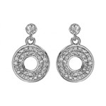 BOUCLES D&#039;OREILLES TIGE ARGENT RHODIE PENDANTE CERCLE PERCE 