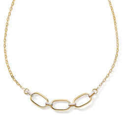 COLLIER  9K BICOLORE  3 MAILLONS RECT-OVALES LISSE