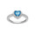 BAGUE ARGENT RHODIE COEUR 6MM OXYDE BLEU CIEL CONTOUR ET RAI