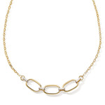 COLLIER  9K BICOLORE  3 MAILLONS RECT-OVALES LISSE