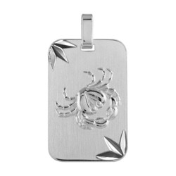 PENDENTIF ZODIAQUE PLAQUE GI LION ARGENT RHODIE DIAMANTE ETO