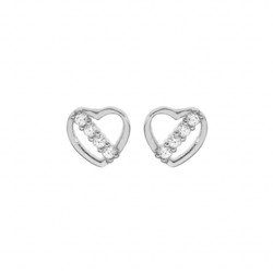 BOUCLES D'OREILLES ARGENT RHODIE COEUR ET OXYDES BLANCS