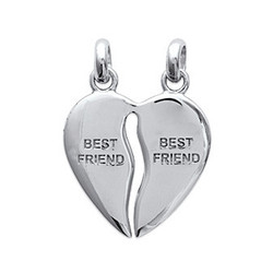 Pendentif argent rhodi coeur secable