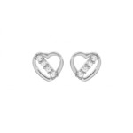 BOUCLES D&#039;OREILLES ARGENT RHODIE COEUR ET OXYDES BLANCS