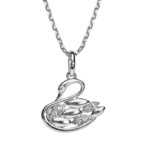 Collier argent rhodi cygne oxdes de zirconium