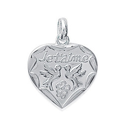 Pendentif argent rhodi coeur je t'aime