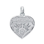 Pendentif argent rhodi coeur je t&#039;aime