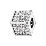  Charms coulissant argent rhodi avec cube empierre