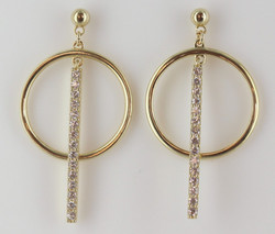 Boucles d'oreilles cercle barette oxydes or jaune 9 carats