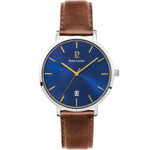 Montre Homme ECHO Cadran Bleu Bracelet Cuir Brun