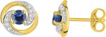 Boucles d&#039;oreilles clous saphir &amp; oxydes or jaune 9 carats