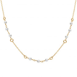 COLLIER PLAQUE 9 PERLES BLANCHES IMITATION