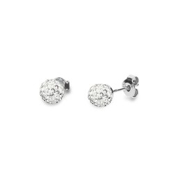 Boucles d'oreilles Paveball Studs argent rhodi  cristal