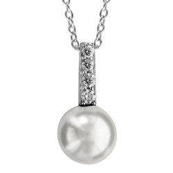 Collier argent perle blanche et oxydes blancs