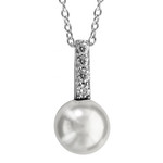 Collier argent perle blanche et oxydes blancs 