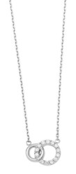 Collier argent rhodi double anneau  oxyde de zirconium