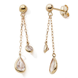 Boucles d'oreilles or jaune oxydes de zirconium 9 carats