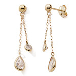 Boucles d&#039;oreilles or jaune oxydes de zirconium 9 carats