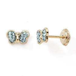 Boucles d'oreilles papillon cristaux or jaune