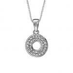 COLLIER ARGENT RHODIE PENDENTIF CERCLE PERCE OXYDES BLANCS S