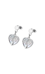 Lotus Style boucles d'oreilles coeur arbre de vie