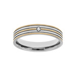 BAGUE ACIER ET PVD DOR� AVEC 1 OXYDE BLANC