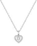 Collier argent rhodi coeur oxydes