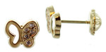 Boucles d&#039;oreilles or jaune papillon 9 carats