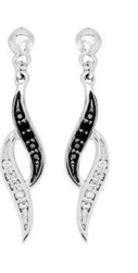 Boucles d'oreilles pendante argent oxydes blancs & noires