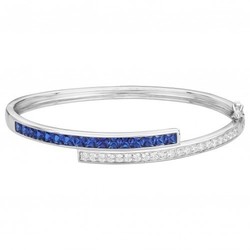 Bracelet argent rodhi bleu fonc et oxydes de zirconium