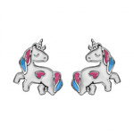 BOUCLES D&#039;OREILLES TIGE ARGENT RHODIE LICORNE RESINE