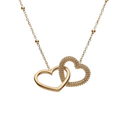 Collier plaqu or double coeur 