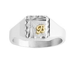 chevaliere Femme argent carre initiales or 638C12