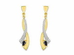 Boucles d&#039;oreilles pendante saphir bicolore