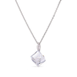 Collier Cube argent rhodi  cristal