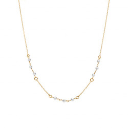 COLLIER PLAQUE 9 PERLES BLANCHES IMITATION