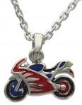 Collier argent moto laqu