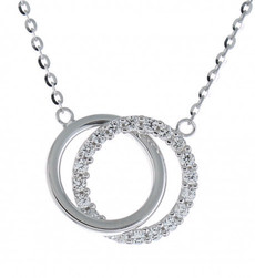 Collier or blanc double cercle oxydes 9 carats