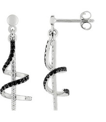 Boucles d'oreilles pendante, Argent oxyde noir et blanc