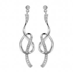 BOUCLES D'OREILLES TIGE ARGENT RHODIE FORME BOUCLE AVEC OXYD