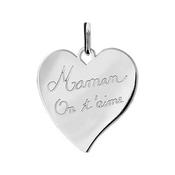 Pendentif coeur argent graver