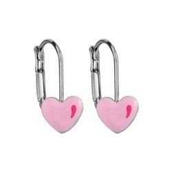 Boucles d'oreilles argent coeur rose