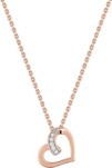 Collier plaqu or rose coeur oxyde de zirconium