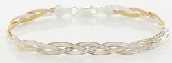 BRACELET ARGENT 3FILS JAUNE/ROS/BLANC